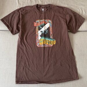 Eric Clapton Slowhand Psychedelic Brown Band Graphic Tee 2000s Y2K Tour Shirt
